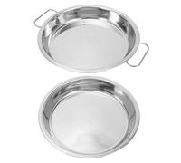 Uonlytech 2 Pièces Plateau Vapeur en Acier Inoxydable à Double Poignée | Finition Miroir, Fond Plat, Rangement Facile, pour Légumes et Plats Froids en Hôtel la Maison