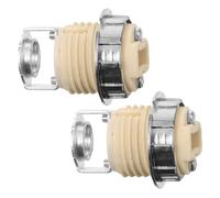 Uonlytech 2 pièces Support de Lampe Céramique à Douille Filetée avec Anneau Métallique Base de Prise pour Ampoule Halogène et LED Installation Facile