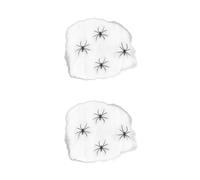 Uonlytech 2 Pièces Toile D'araignée d'halloween Blanche en Polyester Extensible 4 Araignées Artificielles pour Décorations de Fête Halloween et Accessoires de Maison Hantée