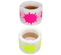 Uonlytech 2 rouleaux d'étiquettes de prix pour petites entreprises - Étiquettes adhésives fluorescentes éclatantes - vierges inscriptibles de 5 cm pour le marquage des ventes en magasin -