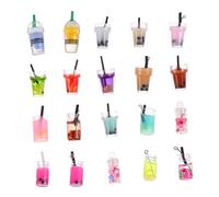 Uonlytech 20 pièces Mini Milk Tea Resin DIY Accessories Set For Phone Case Food Toy And Mini Desktop Decor And Realistic Pendants For Crafting