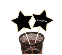 Uonlytech 20 Pièces Mini Panneaux Bois Étoile Étiquettes Tableau Noir pour Fleurs et Plantes Décoration de Mariage et Fête Enseignes à Craie pour Messages et Étiquetage de Table