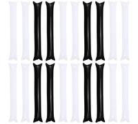 Uonlytech 24 pièces Bâtons Gonflables de Soutien Épais Accessoires Fête Bruyants pour Événements Sportifs Animation Match Lot Blanc et Noir Renforcé pour Anniversaire et Mariage