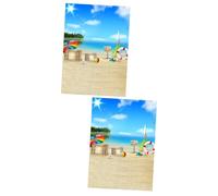 Uonlytech 2pièces Fond Photographique Plage Décor Mur Seaside Imprimé pour Séances Photo