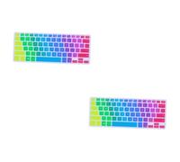 Uonlytech 2pièces Silicone Keyboard Protector Compatible with Dell Keyboard Cover for Dust and Spill Washable and Silicone Rainbow Color
