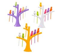 Uonlytech 3 ensembles Lot Fourchettes à Fruits Design Oiseaux Support pour Apéritifs et Desserts pour Fêtes et Goûters