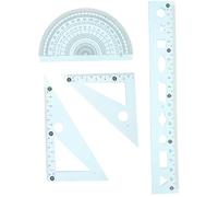 Uonlytech 3 ensembles Règles Géométriques Bleu Rapporteur Règle Multifonction pour Dessin Mesure Mathématique et Conception Scolaire