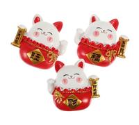 Uonlytech 3 Pièces Aimants Frigo Chat Décorations Magnétiques Résine Maneki Neko Magnets Blancs pour Tableau et Réfrigérateur Cadeau Chance pour Maison et Bureau