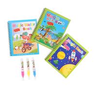 Uonlytech 3 pièces Cahiers de Coloriage à Eau Réutilisables pour Garçon Fille Dessin Amusant et Écologique Améliore Imagination et Habileté Thème Animaux Univers et Enfance Heureuse