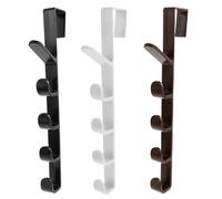 Uonlytech 3 Pièces Crochet de Porte Arrière Abs Cinq Crochets Intégrés, Installation sans Perçage ni Clou, pour Bureau ou Garage, Porte-manteau Pratique et Robuste