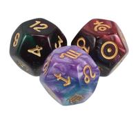 Uonlytech 3 pièces Dés Faces Divinatoires Bicolores pour Jeux de Tarot et Astrologie Lot de Dés Constellation pour Jeux de Société Ésotériques