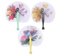 Uonlytech 3 pièces Éventails Pliants Chinois Éventail Main Portable Léger Design Antique Élégant pour Danse Mariage et Décoration Intérieure