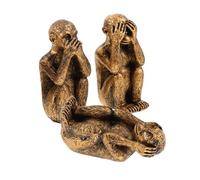 Uonlytech 3 pièces Figurines Singes Résine Sculptures Animales Décoratives Miniatures Ornements Dorés pour Bureau Étagère ou Salon Décoration Intérieure Raffinée