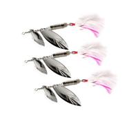Uonlytech 3 Pièces Leurre de Pêche au Bar 7g à Paillettes, Métal Argenté | Appât Dur à Motif de Feuille, Hameçon Triple, Usage Eau Douce et Mer, Réutilisable