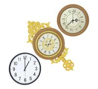 Uonlytech 3 Pièces Miniature Vintage Dollhouse Wall Clock Model with Pendulum Retro European Style Tiny House Accessories for Doll Furniture Decoration