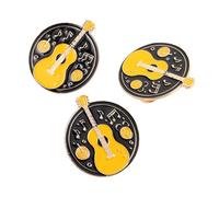 Uonlytech 3 Pièces Musical Instrument Brooches Set Enamel Guitar Drum Pins With Drip Oil Colors Alloy Lapel Badges For Weddings Casual Outfits Music Lovers