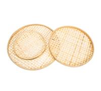 Uonlytech 3 pièces Paniers Bambou Tressé à Main Tamis Multi-usage Empilables Plateau Ménager Résistant et Pratique Accessoire Cuisine Naturel