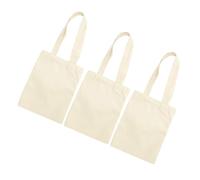 Uonlytech 3 Pièces Paquet Fourre-Tout en Toile Beige Réutilisable, DIY, | Large Ouverture, Base Renforcée Épaisse, Garde la Forme, Pliage Compact, pour Emplettes et Projets Créatifs