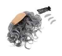 Uonlytech 3 pièces Perruque Chauve Ondulée avec Moustache et Sourcils Set Complet Costume Homme Âgé Coiffure Réaliste Confortable pour Fêtes Déguisées et Halloween