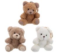 Uonlytech 3 pièces Porte-clés Petit Ours en Peluche Pendentif Animal Mignon Assis Accessoire Sac à Dos et Sac à Main Décoration Polyvalente pour Cadeaux Anniversaire et Fêtes