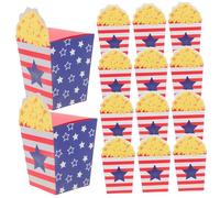 Uonlytech 30 pièces Boîtes Popcorn Papier Motif Américain Indépendance Day Conteneurs Popcorn Festifs pour Fête et Emballage Bonbons Anti-fuite et Réutilisables