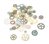 Uonlytech 4 Accessoires d'équipement rétro bijoux vapeur fabrication kit collier pendentif décors de manucure steampunk gear charmes d'engrenages steampunk alliage