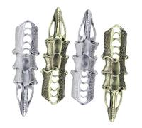 Uonlytech 4 pièces Bague Femme Plaquée Vintage Anneaux Articulés Alliage Résistant Style Punk Rétro pour Halloween Cosplay et Fêtes