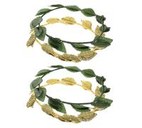 Uonlytech 4 pièces Bandeau Dorées et Vertes Couronne Déesse Grecque pour Cosplay Mariage Fête et Théâtre Accessoire Confortable pour Costume de Nymphe ou Fée