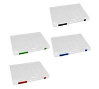 Uonlytech 4 pièces Boîte de Rangement Fichiers Portable Organisateur de Documents Transparent Classeur de Bureau et École Rangement Dossiers Bleu Noir Rouge Vert