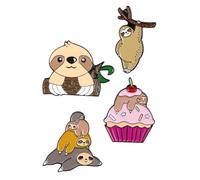 Uonlytech 4 pièces Broches Créatives Paresseux Alliage Lot de Épingles Émail Délicates pour Décoration de Vêtements et Accessoires Design Original et Élégant