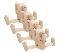 Uonlytech 4 Pièces Figurine De Corps De Cheville en Robot Poupée en Décoration De Robot De Peinture pour Enfants Poupée Cheville en Inachevée Beige