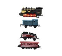 Uonlytech 4 pièces Jouets Train à Tirer Alliage Modèle de Locomotive à Vapeur Rétro Noir Éducatif Connectable pour Garçon Fille