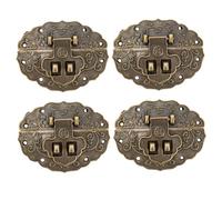 Uonlytech 4 pièces Lot de Loquets Vintage pour Boîte Verrou Décoratif Ovale Gravé Résistant et Polyvalent pour Coffrets Cadeaux et Boîtes à Bijoux Finition Bronze Antique