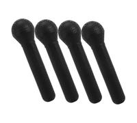 Uonlytech 4 Pièces Microphone Simulation Plastique Noir Accessoire Réaliste pour Garçon Fille pour Cosplay Fête Anniversaire Halloween Noël et Pratique du Chant