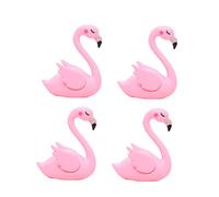 Uonlytech 4 pièces Ornements Flamants Roses Plastique Décorations Cake et Voiture Adorables Ailes Ouvertes pour Fête Tropicale