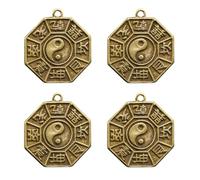 Uonlytech 4 Pièces Pendentif n Laiton Bagua Style Chinois | Finition Dorée, Paquet à Dos, Usage Paquet à Main, Motif Yin Yang et Huit Trigrammes, Téléphone