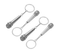 Uonlytech 4 Pièces Porte-clés Microphone Métal Pendentif Musical Résistant Aux Rayures pour Porte-monnaie et Sac à Main Accessoire Élégant pour Amateurs de Musique Cadeau pour Musiciens et