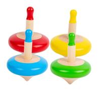 Uonlytech 4 pièces Toupies Bois Colorées pour Garçon Fille de Jouets Gyroscopiques Amusants et Éducatifs Rotation Rapide pour Coordination Main-œil et Décompression