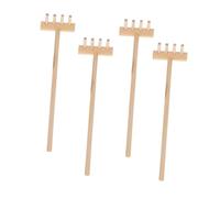 Uonlytech 4pièces Lot de Mini Râteaux Bois pour Bacs à Sable Et Micro-paysages Outils De Décoration Et Loisirs Créatifs
