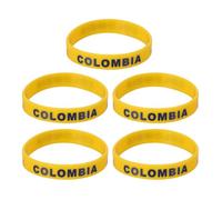 Uonlytech 5 Pièces Bracelet en Silicone Imprimé Drapeau du Pays | Jaune, Confortable à Porter, pour Terrain de Sport et Rencontres Internationales, Accessoire Fan Couleur Aléatoire