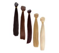 Uonlytech 5 Pièces Extensions de Cheveux pour Poupée Réalistes Fibres Résistantes Chaleur Perruques Lisses pour Création et Coiffure de Poupées Bjd Accessoires DIY Cosplay