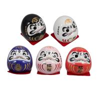 Uonlytech 5 pièces Figurines Japonaises Céramique Miniatures Sculptures Traditionnelles Chance Ornements pour Décoration Bureau et Tableau de Bord Voiture Japonais