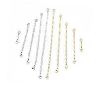 Uonlytech 5 pièces Lot de Rallonges de Chaîne Acier Inoxydable avec Fermoirs Mousquetons Doubles Extensions pour Bracelets et Colliers Accessoires DIY Bijoux Variée Finition Dorée