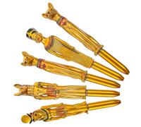 Uonlytech 5 Pièces Stylo à Bille Créatif Pharaon en Plastique, Présent | Design Personnage Égyptien, Or, Facile à Utiliser, Pratique pour École et Boutique Style Aléatoire