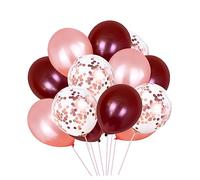 Uonlytech 50 pièces Ballons Latex pour Fête Set Rouge Vin Or Rose Confettis Or Rose Décoration Mariage Anniversaire