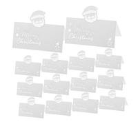 Uonlytech 50 Pièces Lot de Cartes de Place Noël Père Noël Découpé Marque-places Blancs pour Mariage Fêtes et Dîners Cartes Nom Personnalisables pour Tables de Réception