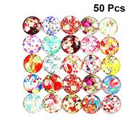 Uonlytech 50pièces Autocollants Pour Verre Motif Floral Rond Décalcomanies Patch Bricolage Bijoux Accessoires Décoratifs Diy Lot