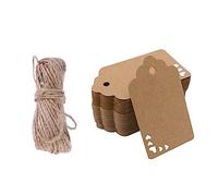 Uonlytech 50pièces Étiquettes Papier Kraft Forme De Cœur Avec Motif Découpé Et Corde De Mètres Pour Décorations Et Projets Créatifs