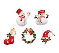 Uonlytech 5pièces Lot de Broches Noël Alliage Décoratives Accessoires Mode Motifs Festifs Couleurs Mixtes Couleur Aléatoire Style Aléatoire