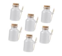 Uonlytech 6 ensembles Lot de Bocaux de Rangement Transparents avec Cuillères et Bouchons Bois Contenants Hermétiques Polyvalents pour Sels de Bain Sucre et Condiments Réutilisables et